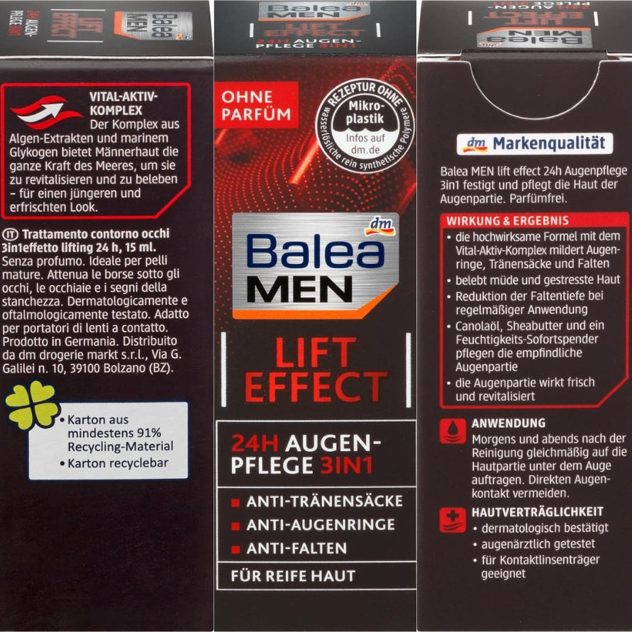 Balea Men - Eye cream Lift Effect 24h 3in1, 15ml